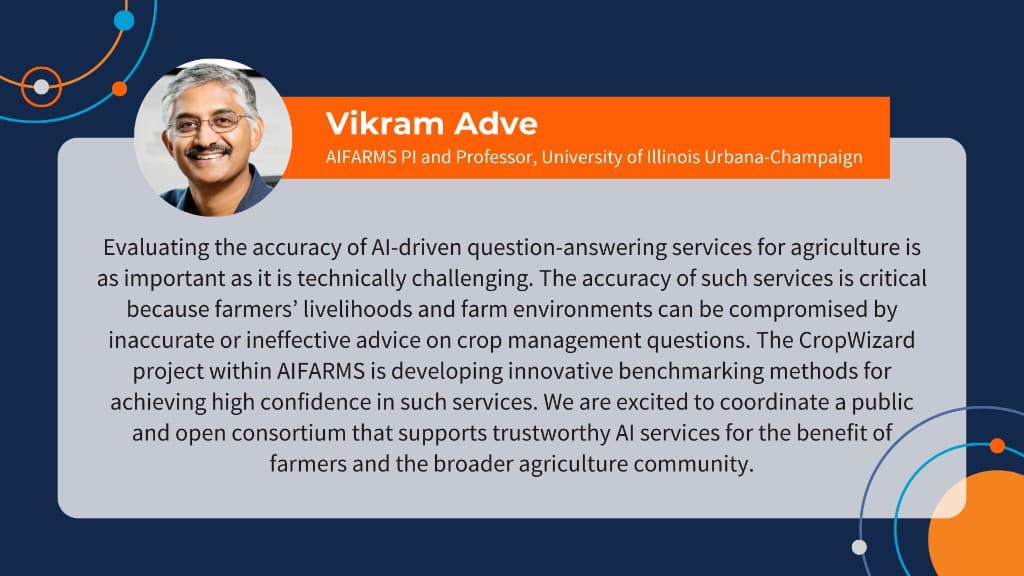 Vikram Adve, AIFARMS PI and Professor at University of Illinois Urbana-Champaign, on evaluating AI question-answering for agriculture.